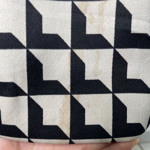 Malene Birger Women's Cream Black Geometric Print Shift Silk Dress Size 34 - Picture 12 of 16